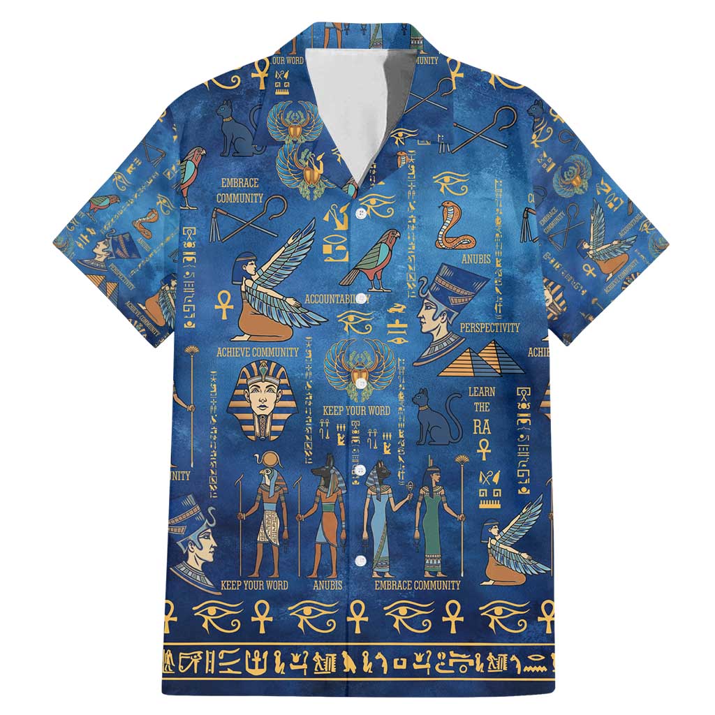 Echoes of Kemet Family Matching Mermaid Dress and Hawaiian Shirt African Pharaohs, Anubis and Symbolic Motifs - Wonder Print Shop
