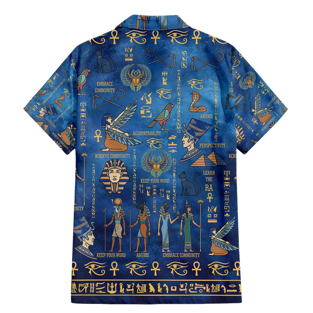 Echoes of Kemet Family Matching Mermaid Dress and Hawaiian Shirt African Pharaohs, Anubis and Symbolic Motifs - Wonder Print Shop
