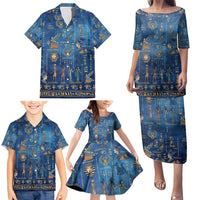 Echoes of Kemet Family Matching Puletasi and Hawaiian Shirt African Pharaohs, Anubis and Symbolic Motifs - Wonder Print Shop