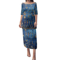 Echoes of Kemet Family Matching Puletasi and Hawaiian Shirt African Pharaohs, Anubis and Symbolic Motifs - Wonder Print Shop