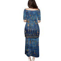 Echoes of Kemet Family Matching Puletasi and Hawaiian Shirt African Pharaohs, Anubis and Symbolic Motifs - Wonder Print Shop