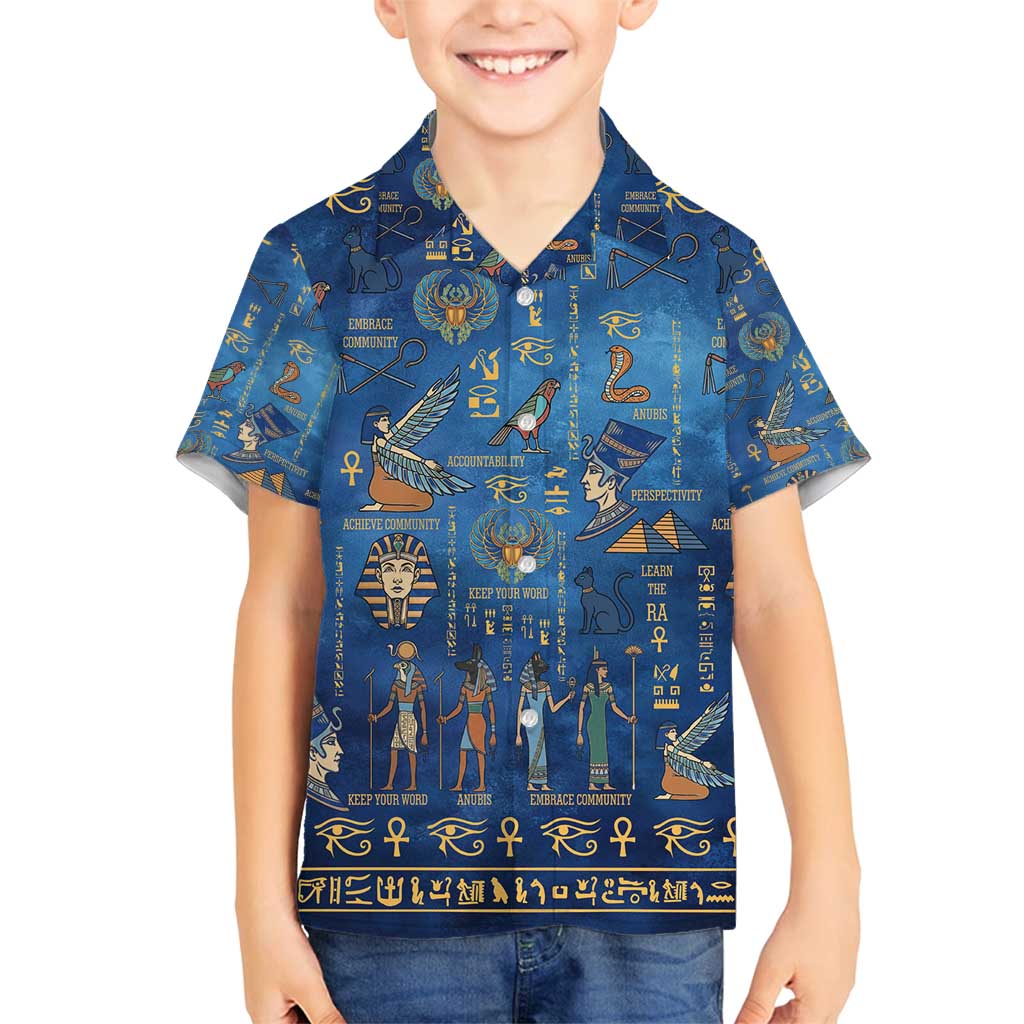 Echoes of Kemet Family Matching Puletasi and Hawaiian Shirt African Pharaohs, Anubis and Symbolic Motifs - Wonder Print Shop