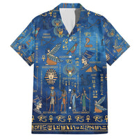 Echoes of Kemet Family Matching Short Sleeve Bodycon Dress and Hawaiian Shirt African Pharaohs, Anubis and Symbolic Motifs - Wonder Print Shop