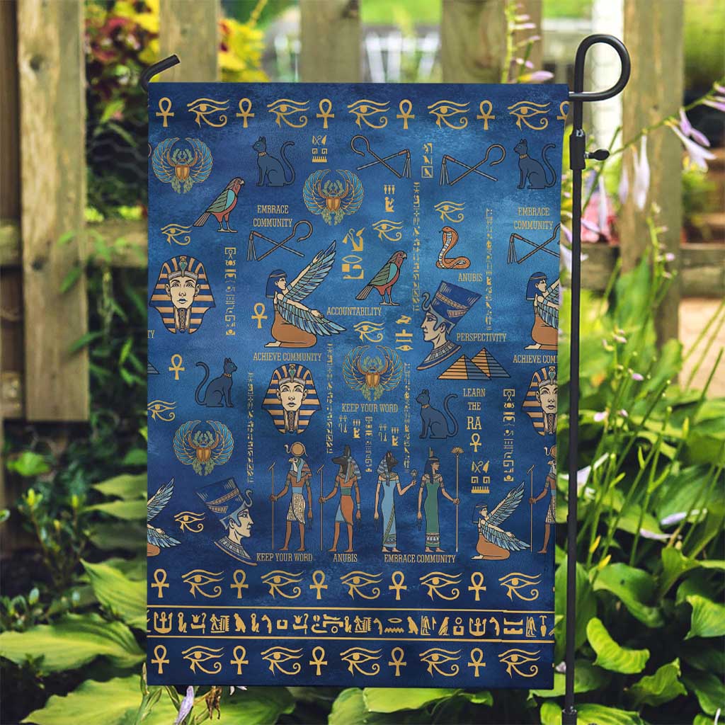 Echoes of Kemet Garden Flag African Pharaohs, Anubis and Symbolic Motifs - Wonder Print Shop