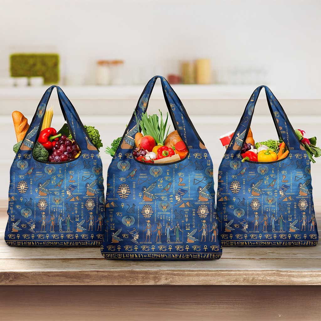 Echoes of Kemet Grocery Bag African Pharaohs, Anubis and Symbolic Motifs - Wonder Print Shop