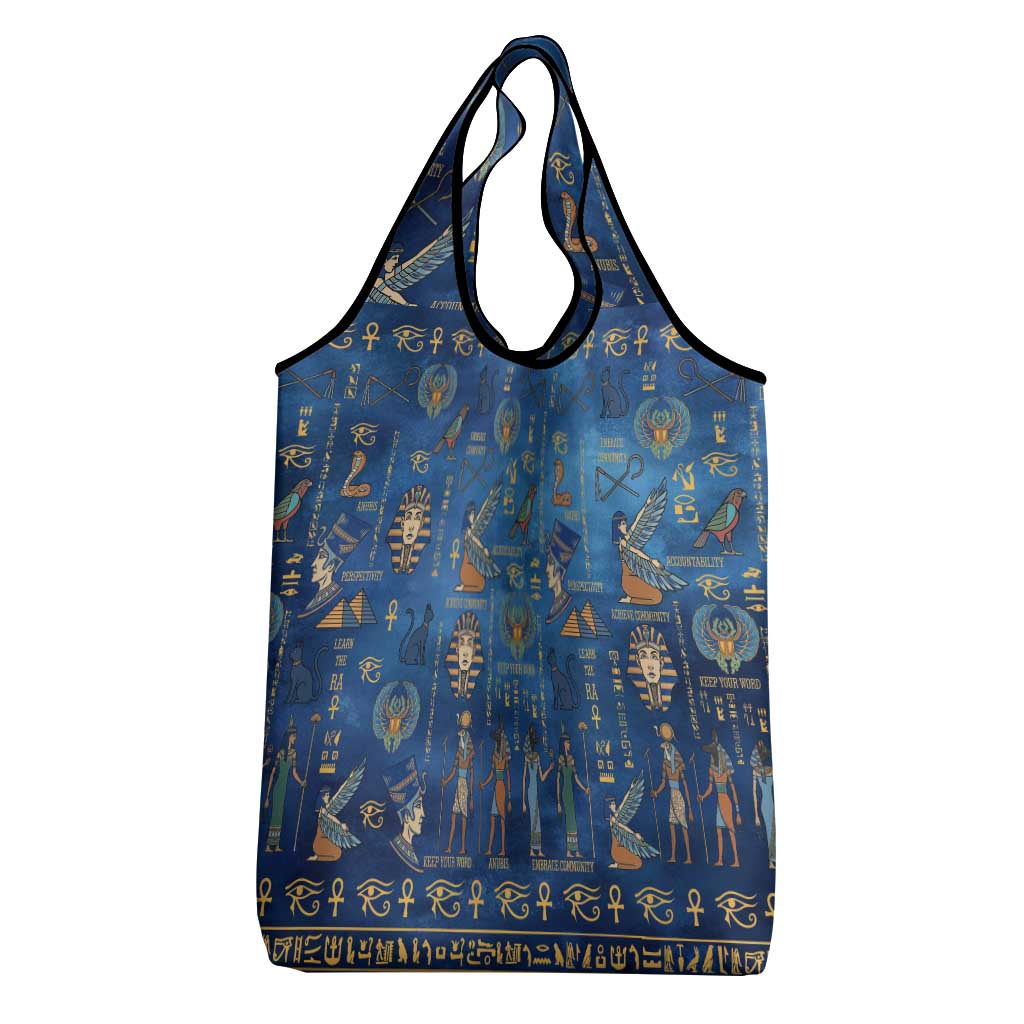 Echoes of Kemet Grocery Bag African Pharaohs, Anubis and Symbolic Motifs - Wonder Print Shop