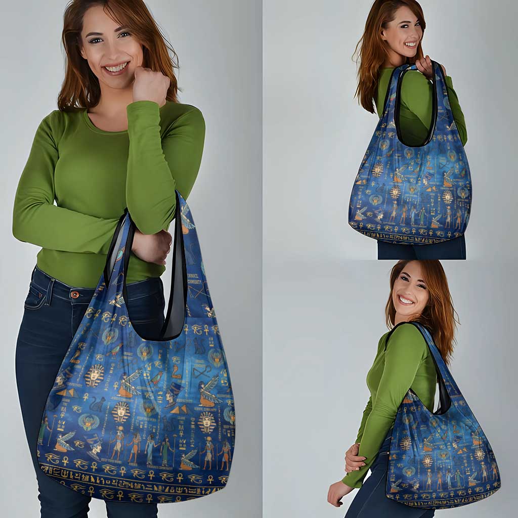 Echoes of Kemet Grocery Bag African Pharaohs, Anubis and Symbolic Motifs - Wonder Print Shop