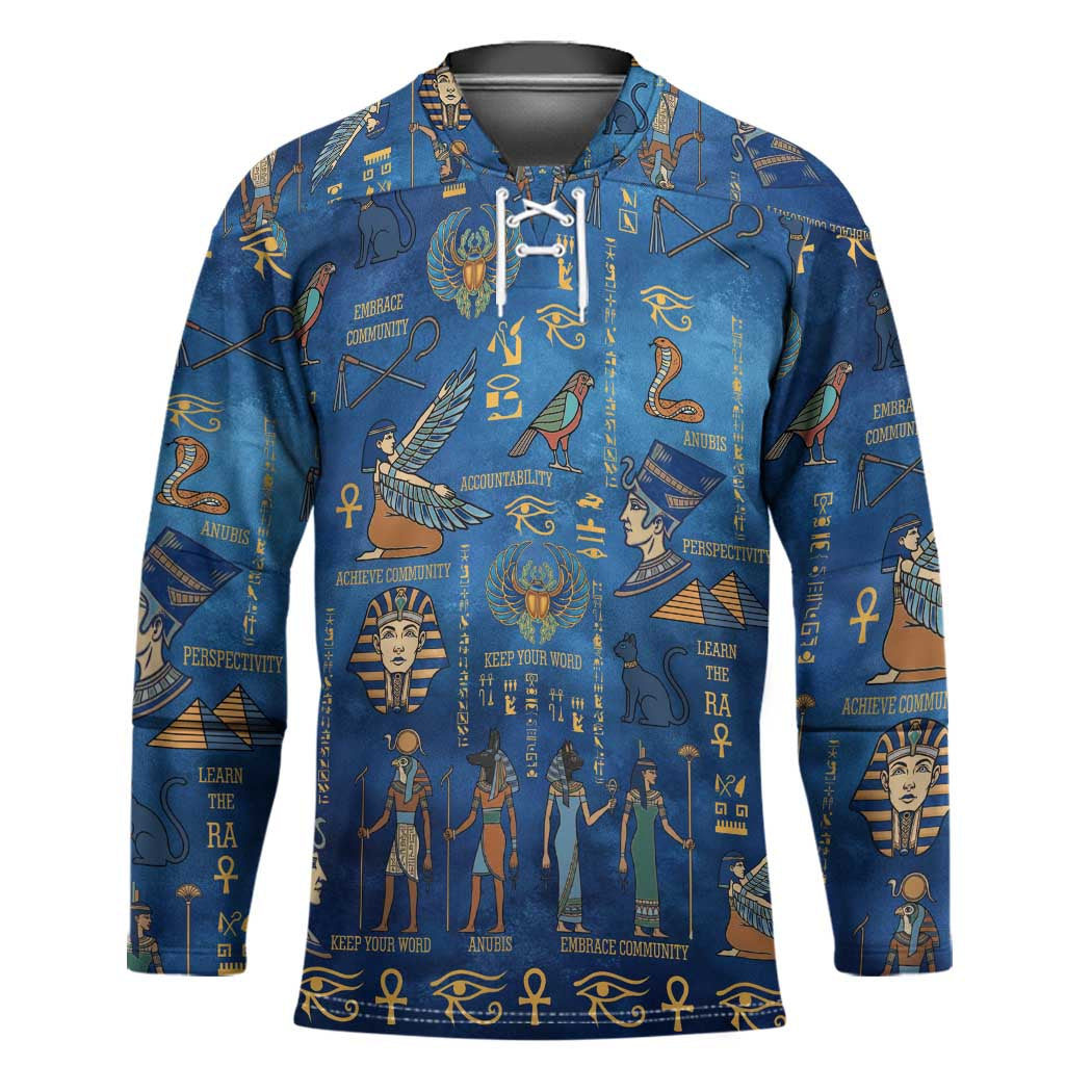 Echoes of Kemet Hockey Jersey African Pharaohs, Anubis and Symbolic Motifs - Wonder Print Shop