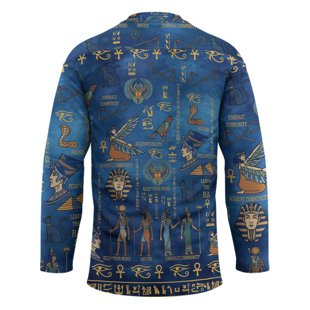 Echoes of Kemet Hockey Jersey African Pharaohs, Anubis and Symbolic Motifs - Wonder Print Shop