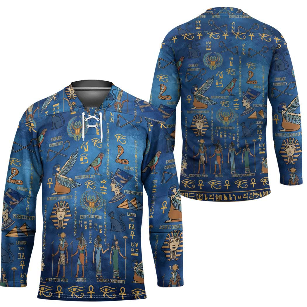 Echoes of Kemet Hockey Jersey African Pharaohs, Anubis and Symbolic Motifs - Wonder Print Shop