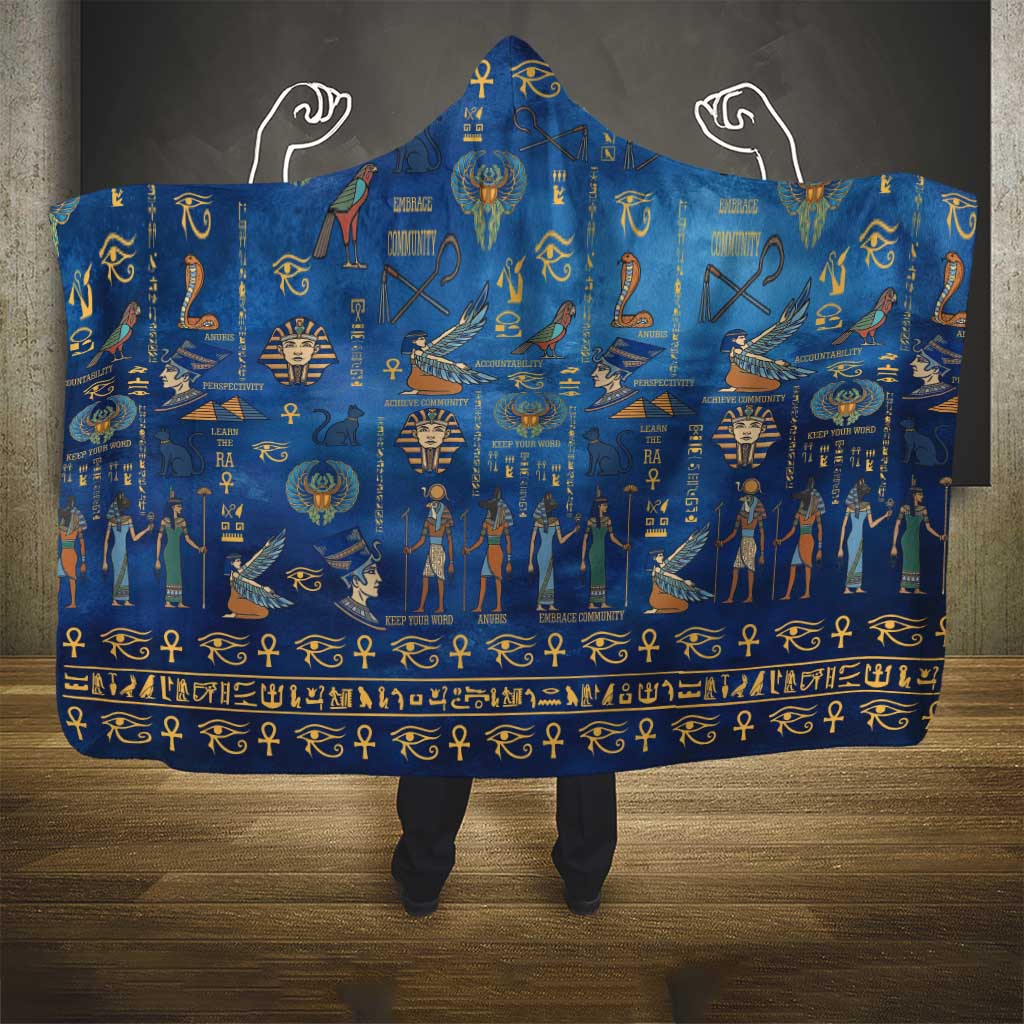 Echoes of Kemet Hooded Blanket African Pharaohs, Anubis and Symbolic Motifs - Wonder Print Shop