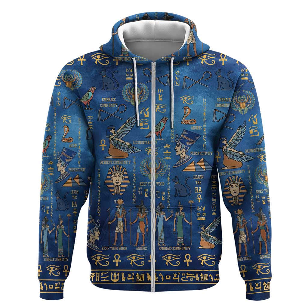 Echoes of Kemet Hoodie African Pharaohs, Anubis and Symbolic Motifs - Wonder Print Shop