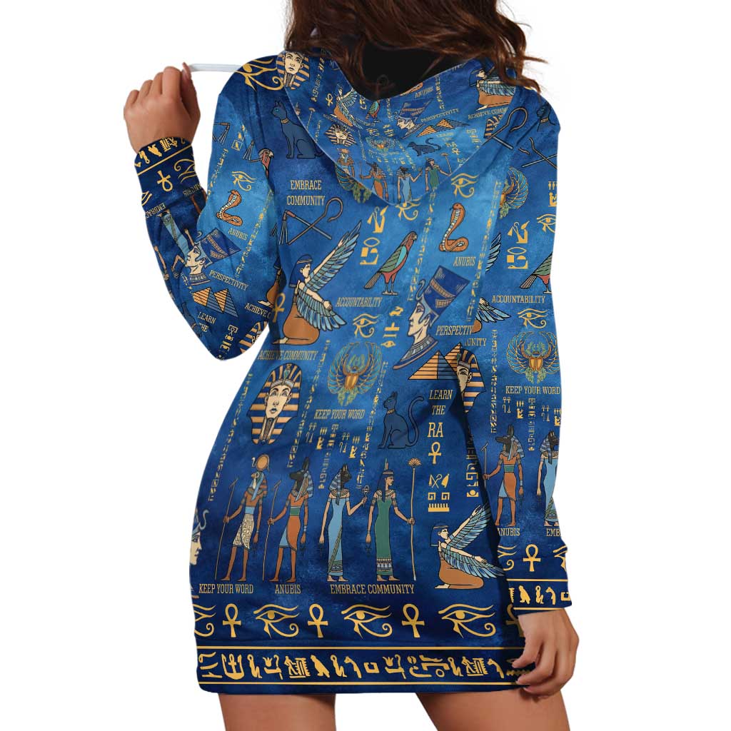 Echoes of Kemet Hoodie Dress African Pharaohs, Anubis and Symbolic Motifs - Wonder Print Shop