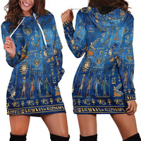 Echoes of Kemet Hoodie Dress African Pharaohs, Anubis and Symbolic Motifs - Wonder Print Shop