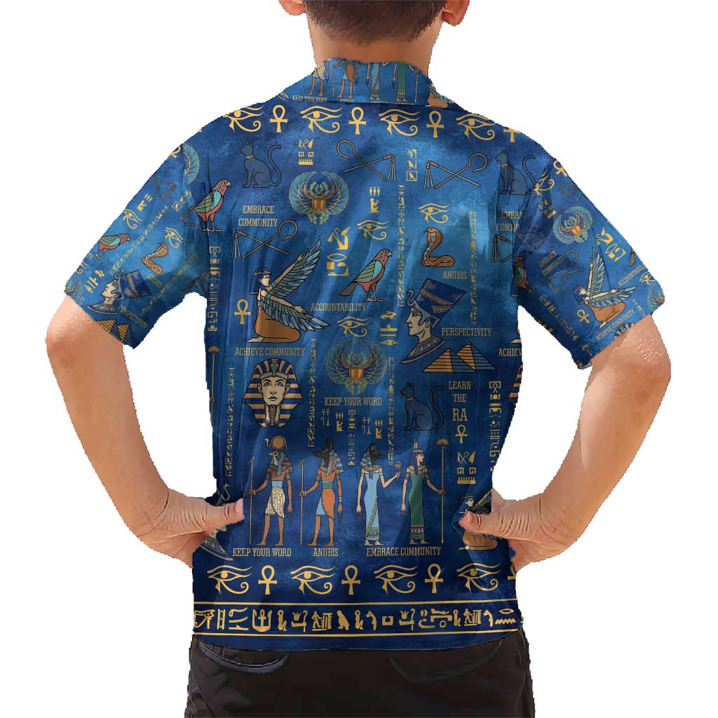 Echoes of Kemet Kid Hawaiian Shirt African Pharaohs, Anubis and Symbolic Motifs - Wonder Print Shop