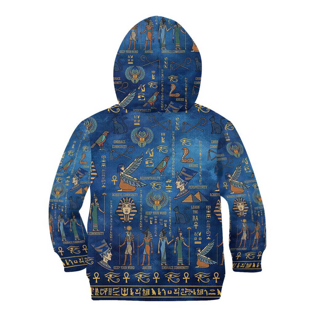 Echoes of Kemet Kid Hoodie African Pharaohs, Anubis and Symbolic Motifs - Wonder Print Shop