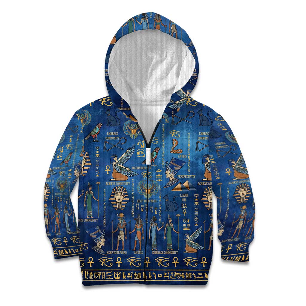 Echoes of Kemet Kid Hoodie African Pharaohs, Anubis and Symbolic Motifs - Wonder Print Shop