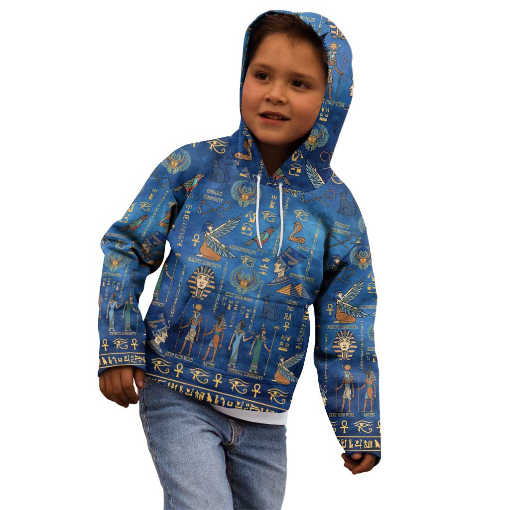 Echoes of Kemet Kid Hoodie African Pharaohs, Anubis and Symbolic Motifs - Wonder Print Shop