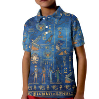 Echoes of Kemet Kid Polo Shirt African Pharaohs, Anubis and Symbolic Motifs - Wonder Print Shop