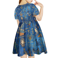 Echoes of Kemet Kid Short Sleeve Dress African Pharaohs, Anubis and Symbolic Motifs - Wonder Print Shop