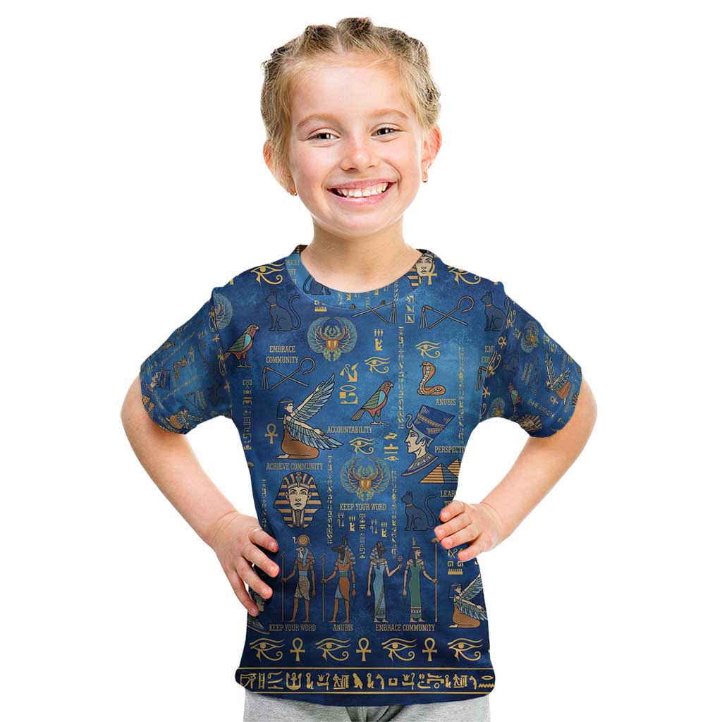 Echoes of Kemet Kid T Shirt African Pharaohs, Anubis and Symbolic Motifs - Wonder Print Shop
