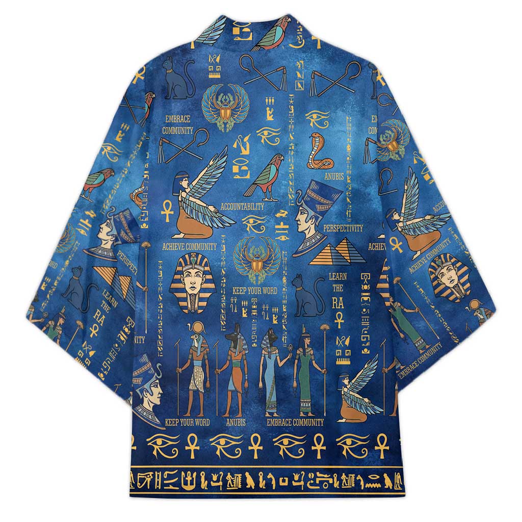 Echoes of Kemet Kimono African Pharaohs, Anubis and Symbolic Motifs - Wonder Print Shop