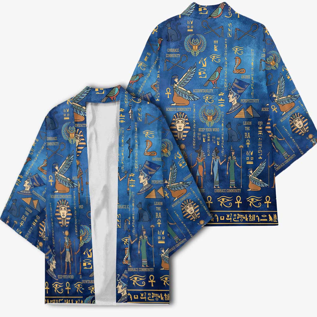 Echoes of Kemet Kimono African Pharaohs, Anubis and Symbolic Motifs - Wonder Print Shop