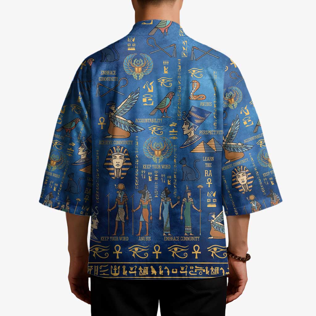Echoes of Kemet Kimono African Pharaohs, Anubis and Symbolic Motifs - Wonder Print Shop