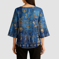 Echoes of Kemet Kimono Sleeve Blouse African Pharaohs, Anubis and Symbolic Motifs - Wonder Print Shop
