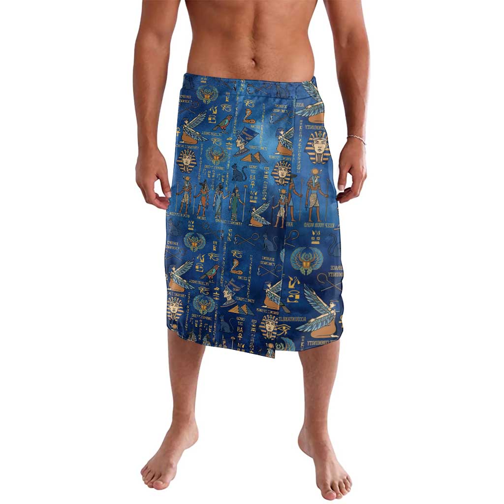 Echoes of Kemet Lavalava African Pharaohs, Anubis and Symbolic Motifs - Wonder Print Shop