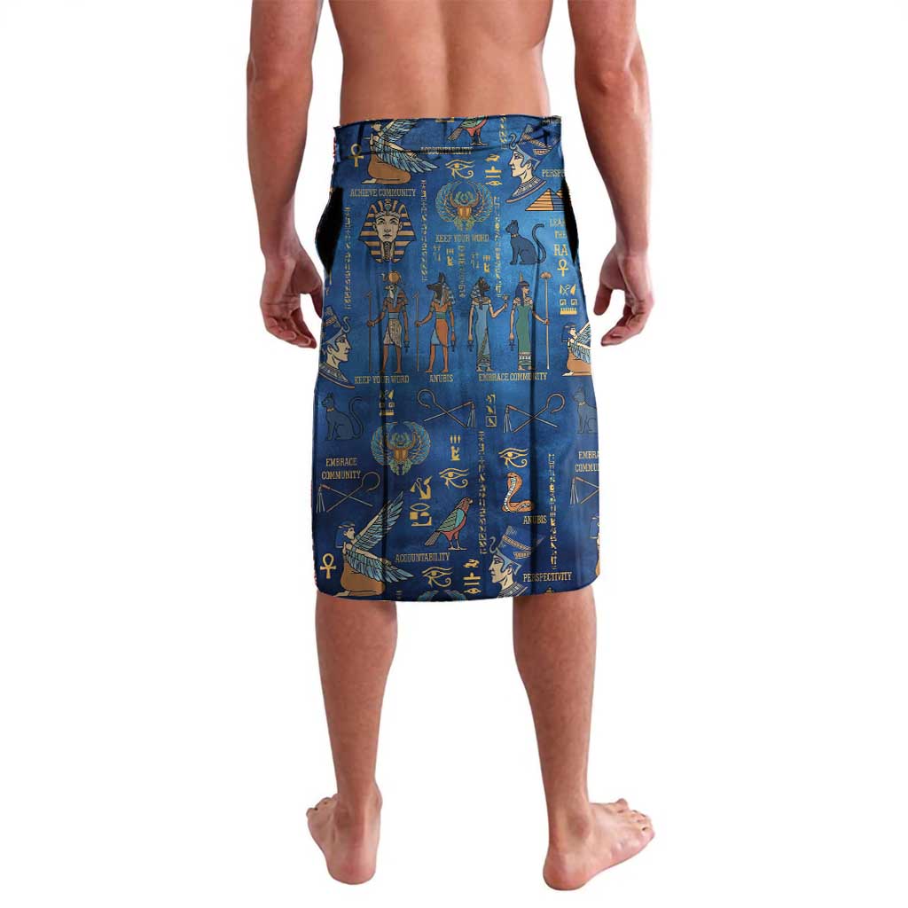 Echoes of Kemet Lavalava African Pharaohs, Anubis and Symbolic Motifs - Wonder Print Shop