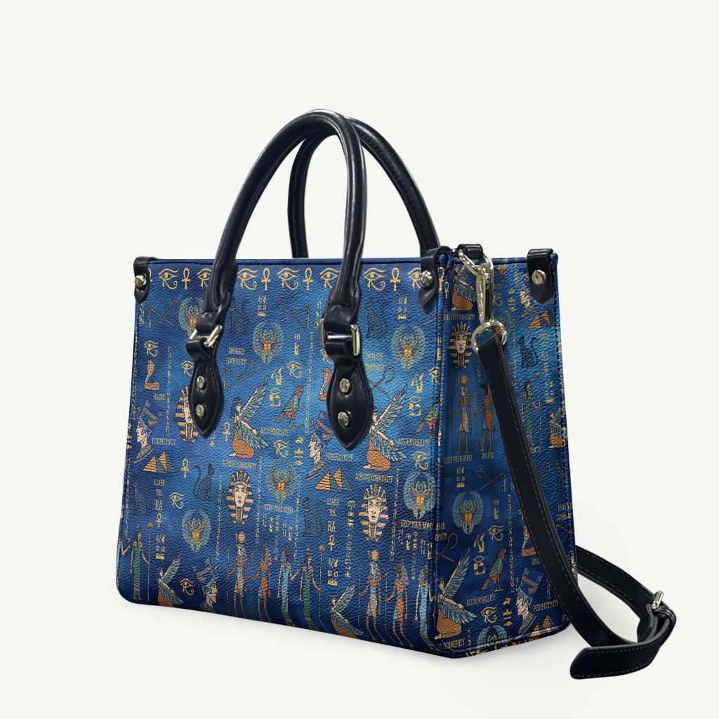 Echoes of Kemet Leather Bag African Pharaohs, Anubis and Symbolic Motifs - Wonder Print Shop