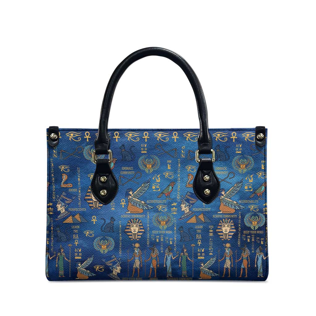 Echoes of Kemet Leather Bag African Pharaohs, Anubis and Symbolic Motifs - Wonder Print Shop