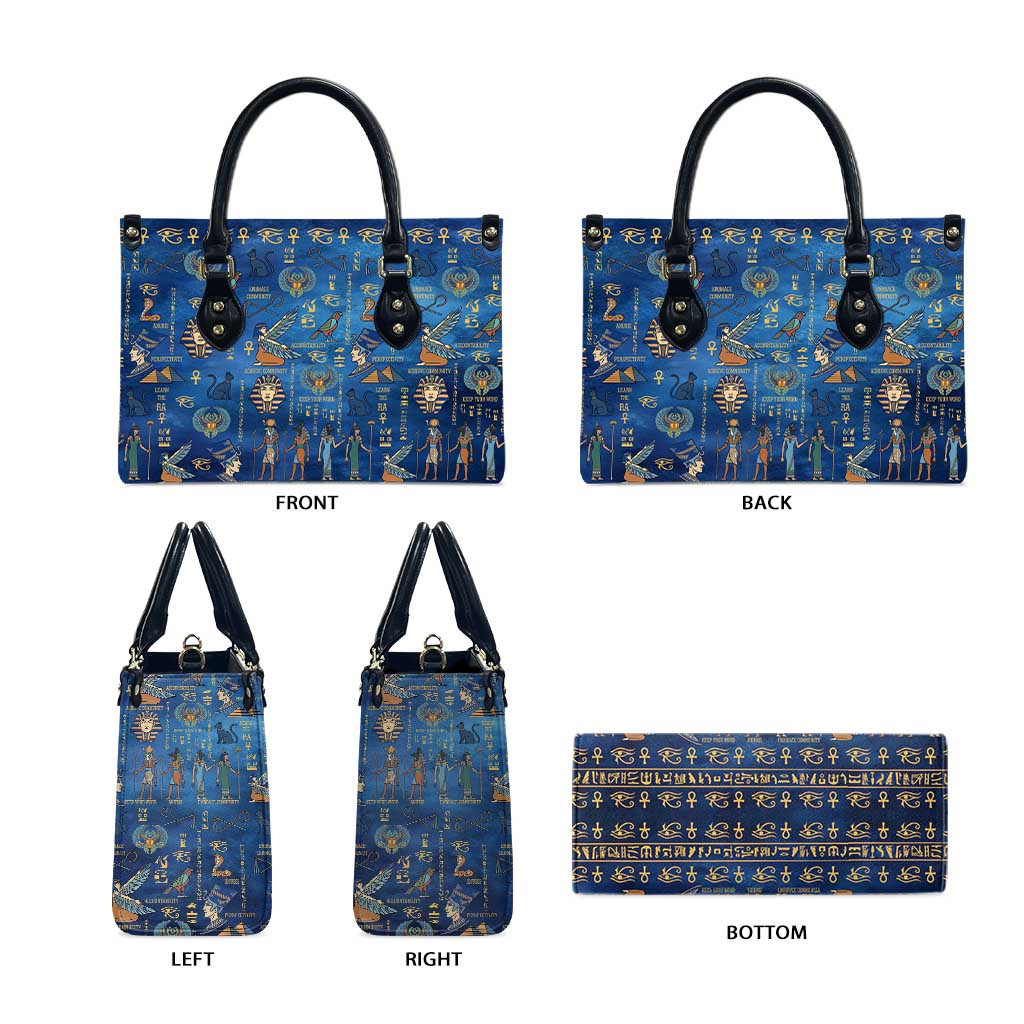Echoes of Kemet Leather Bag African Pharaohs, Anubis and Symbolic Motifs - Wonder Print Shop
