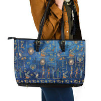 Echoes of Kemet Leather Tote Bag African Pharaohs, Anubis and Symbolic Motifs - Wonder Print Shop