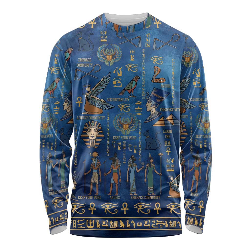 Echoes of Kemet Long Sleeve Shirt African Pharaohs, Anubis and Symbolic Motifs - Wonder Print Shop