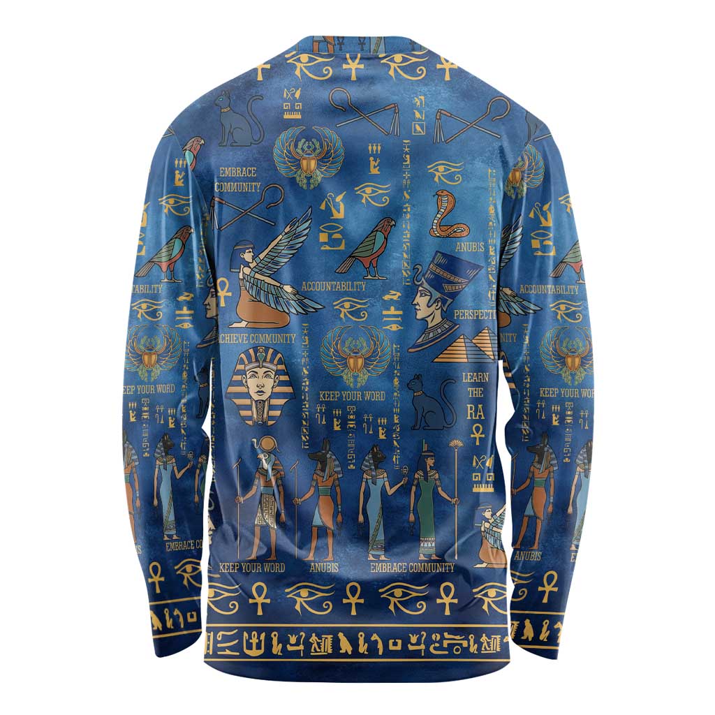 Echoes of Kemet Long Sleeve Shirt African Pharaohs, Anubis and Symbolic Motifs - Wonder Print Shop