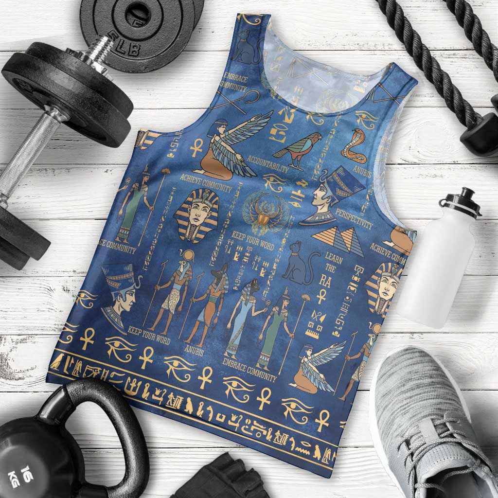 Echoes of Kemet Men Tank Top African Pharaohs, Anubis and Symbolic Motifs - Wonder Print Shop