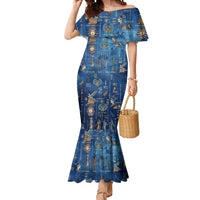 Echoes of Kemet Mermaid Dress African Pharaohs, Anubis and Symbolic Motifs - Wonder Print Shop