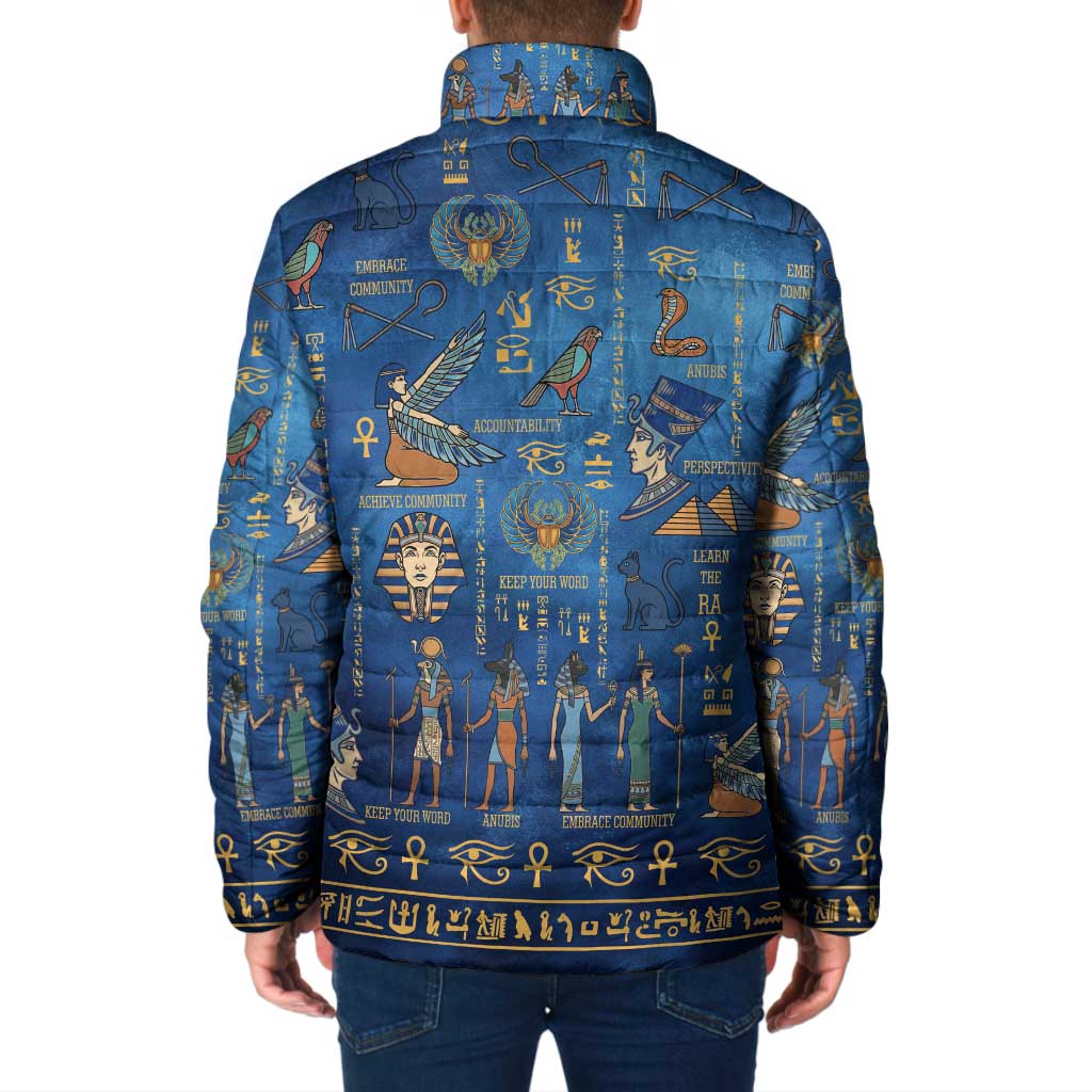Echoes of Kemet Padded Jacket African Pharaohs, Anubis and Symbolic Motifs - Wonder Print Shop