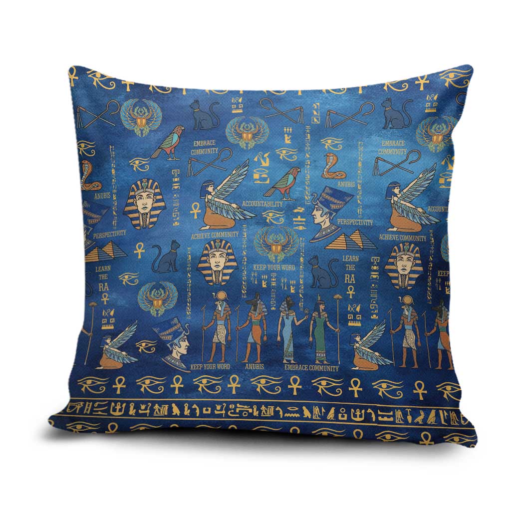Echoes of Kemet Pillow Cover African Pharaohs, Anubis and Symbolic Motifs - Wonder Print Shop