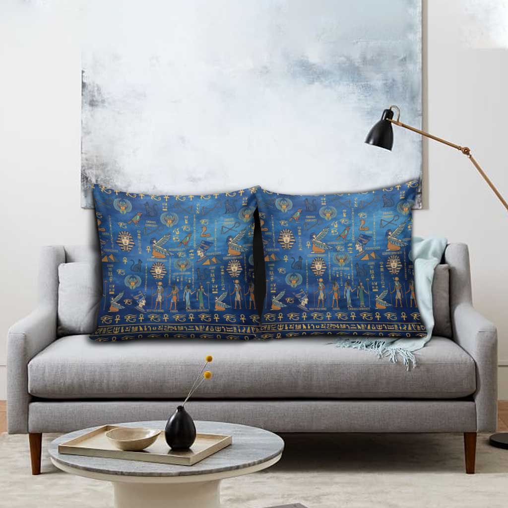 Echoes of Kemet Pillow Cover African Pharaohs, Anubis and Symbolic Motifs - Wonder Print Shop
