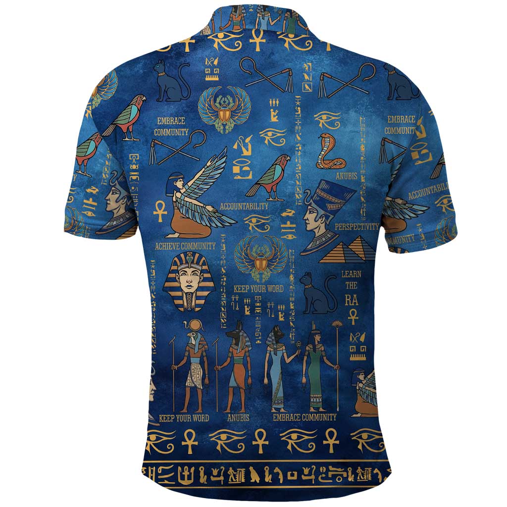 Echoes of Kemet Polo Shirt African Pharaohs, Anubis and Symbolic Motifs - Wonder Print Shop