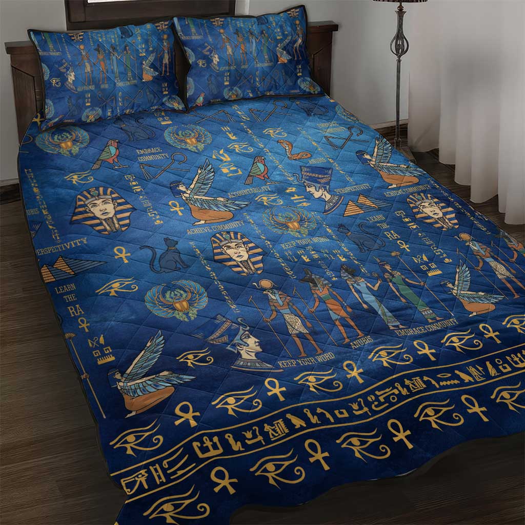 Echoes of Kemet Quilt Bed Set African Pharaohs, Anubis and Symbolic Motifs - Wonder Print Shop