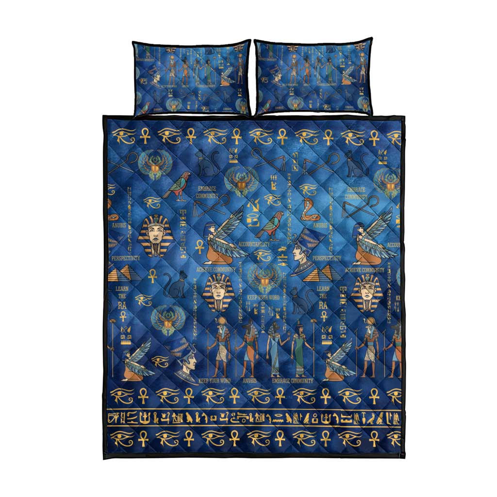 Echoes of Kemet Quilt Bed Set African Pharaohs, Anubis and Symbolic Motifs - Wonder Print Shop