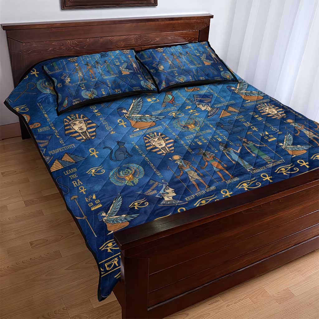 Echoes of Kemet Quilt Bed Set African Pharaohs, Anubis and Symbolic Motifs - Wonder Print Shop