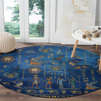 Echoes of Kemet Round Carpet African Pharaohs, Anubis and Symbolic Motifs - Wonder Print Shop