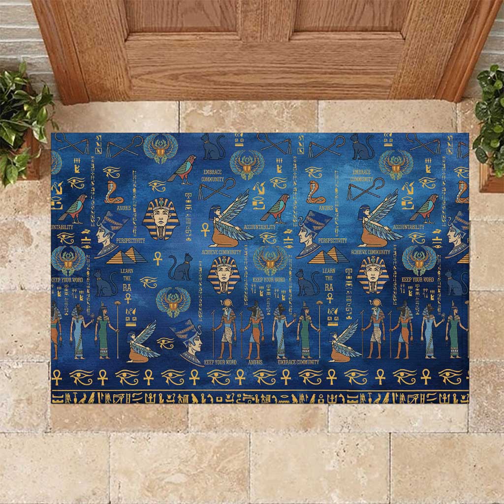 Echoes of Kemet Rubber Doormat African Pharaohs, Anubis and Symbolic Motifs - Wonder Print Shop