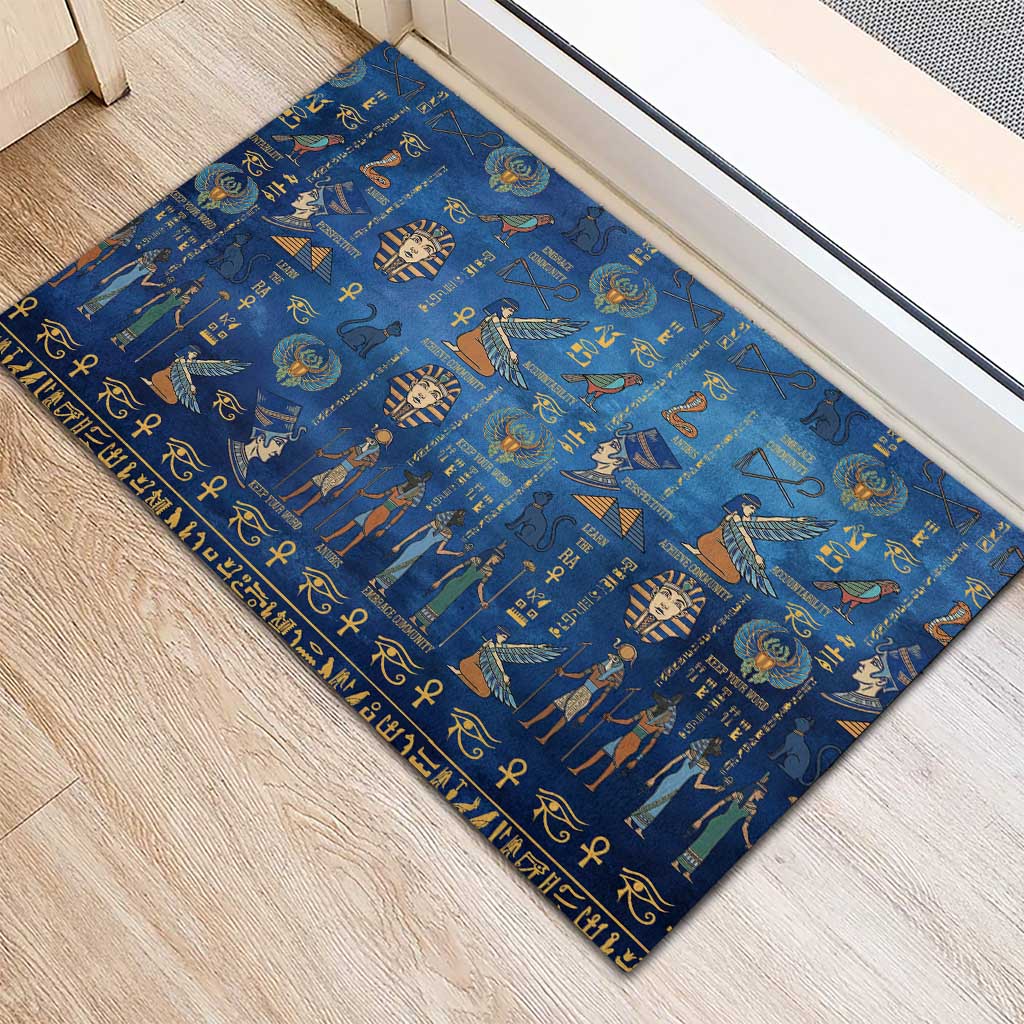 Echoes of Kemet Rubber Doormat African Pharaohs, Anubis and Symbolic Motifs - Wonder Print Shop