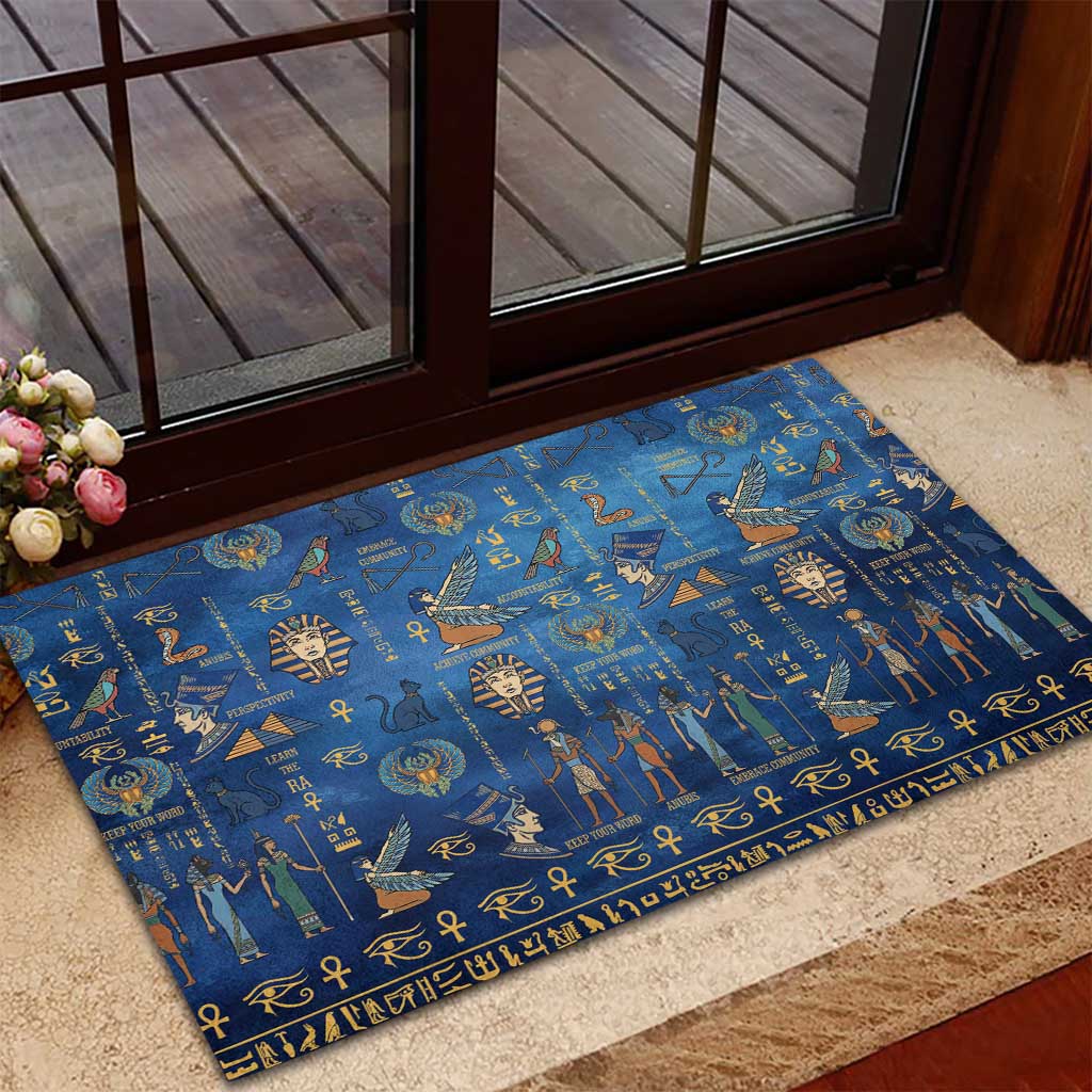 Echoes of Kemet Rubber Doormat African Pharaohs, Anubis and Symbolic Motifs - Wonder Print Shop